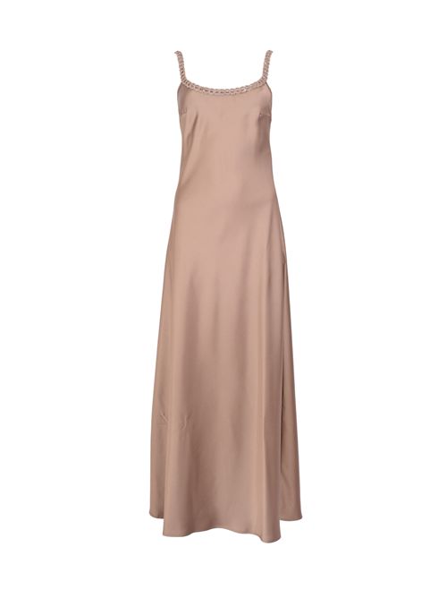 Abito lungo in raso con dettaglio paillettes Mocha D. Exterior | 626656MOCH